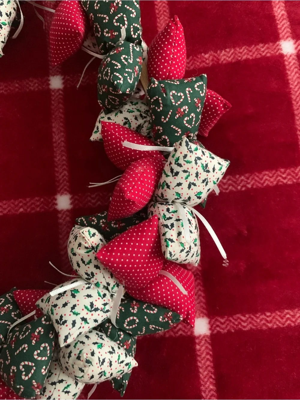 Vintage Style Festive Holiday Fabric Hanging Taiwan Handmade Wreath